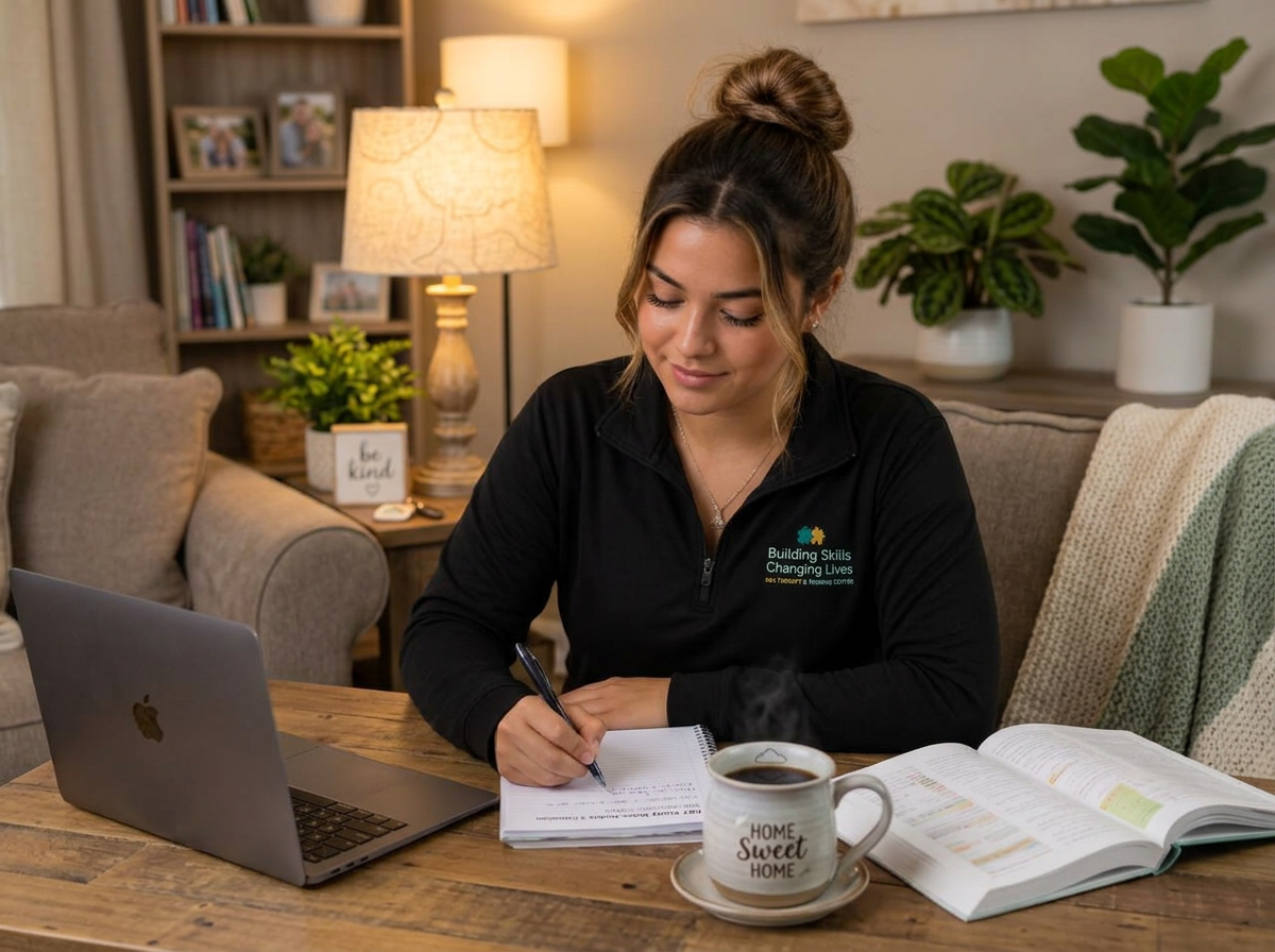 RBT candidate studying for the board exam from home with Vida Training Center